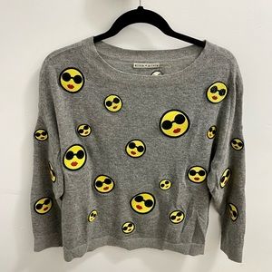 Alice + Olivia Bai Stace Face Emoji Gray Wool Blend Sweater